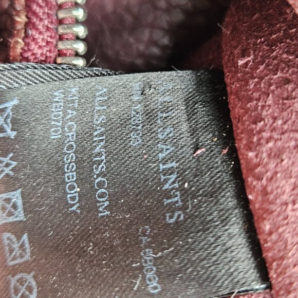 AllSaints Kita Leather Crossbody Bag in Burgundy - Picture 9 of 9